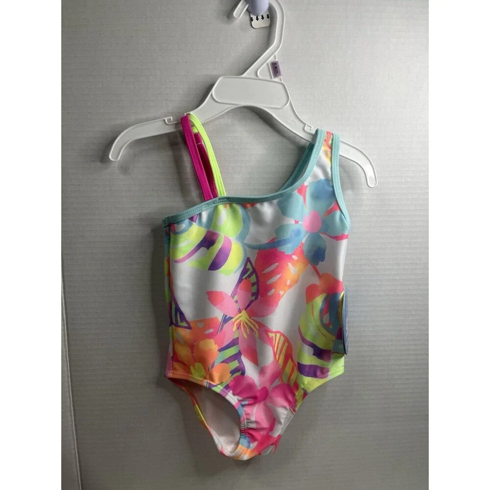 sol Borne Girls One-Piece Swimsuit UPF 50+ Multicolor Floral Size 24M