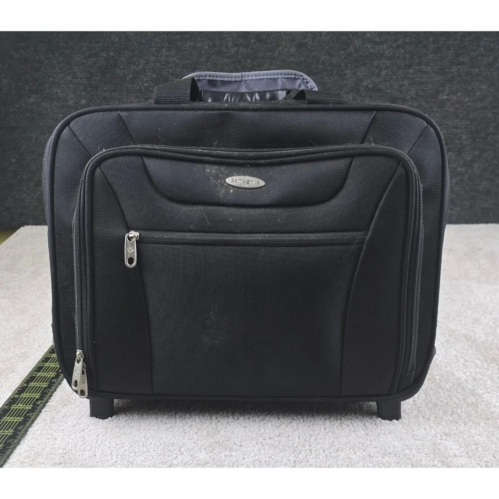 Samsonite Rolling Laptop Bag Black Nylon Mobile Office Wheeled Briefcase