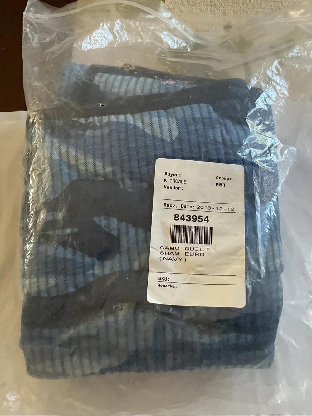 Pottery Barn Teen PB Camo Euro Sham Navy 5% Organic Cotton  NEW W/ Tags
