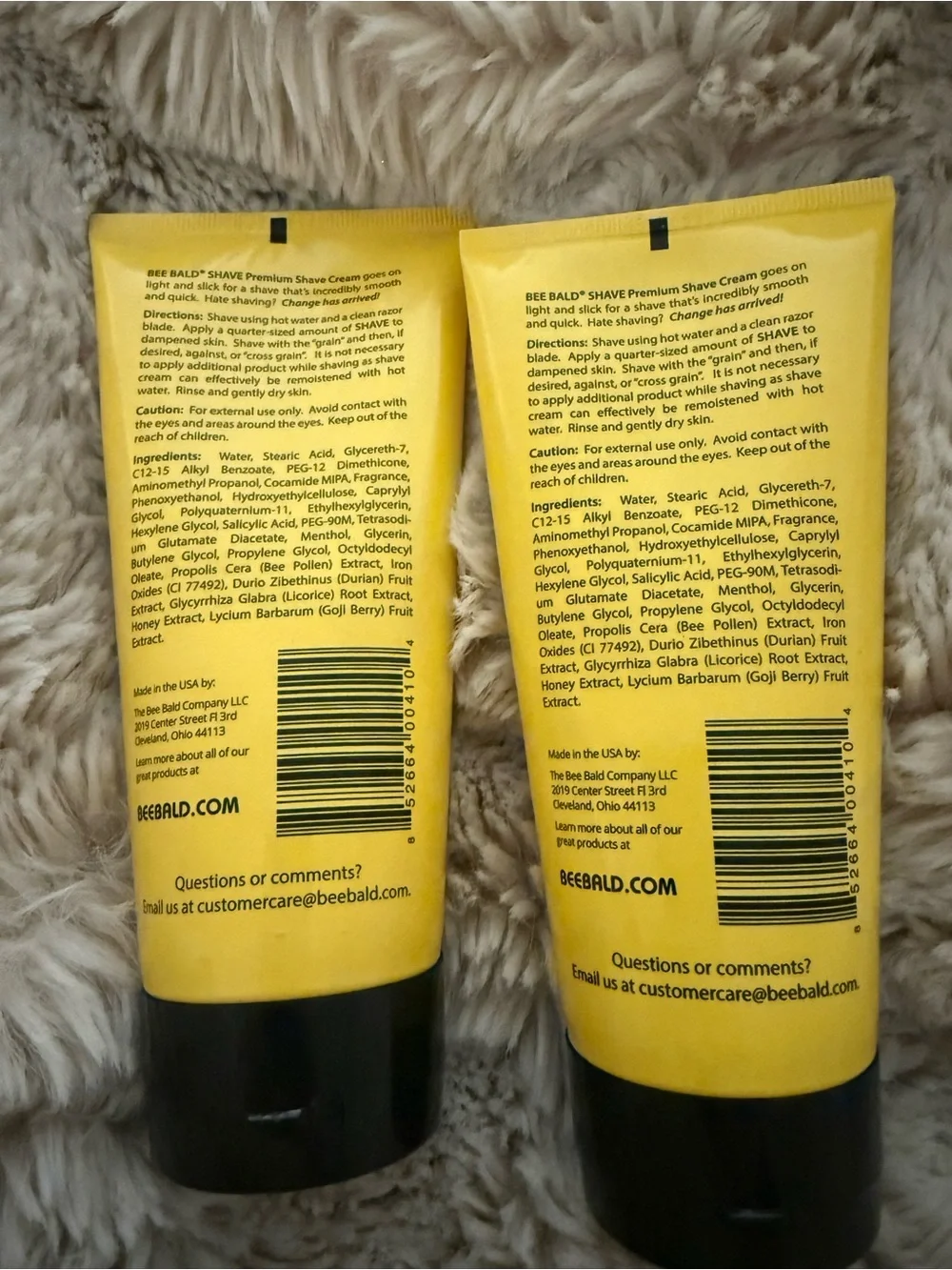 NEW Bee Bald Premium Shave Cream 6 oz Set of 2 Head & Face Sealed