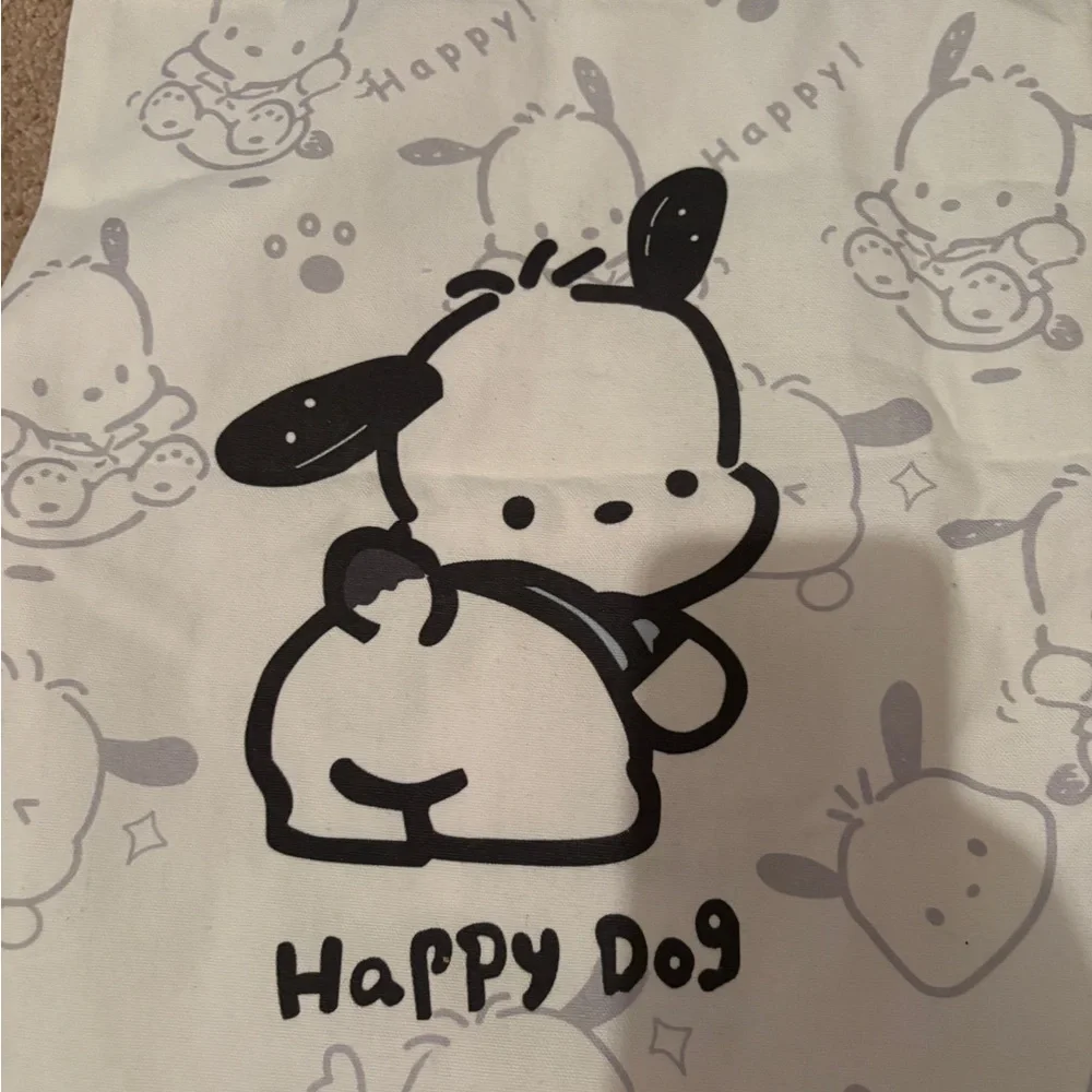 Cute Happy Dog Tote‎ & Kawaii Stationery Set - White & Pastel