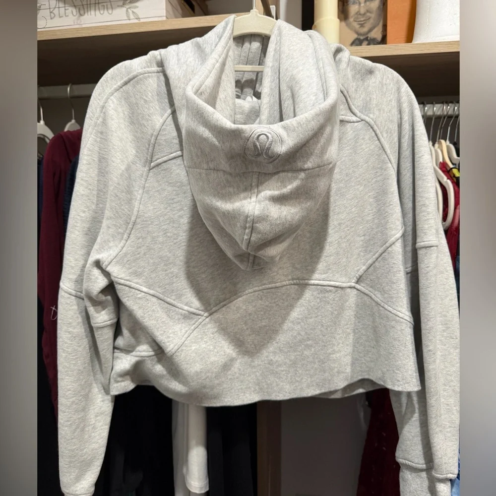 Lulu lemon Cropped Half-Zip Hooded Sweatshirt - Light Gray