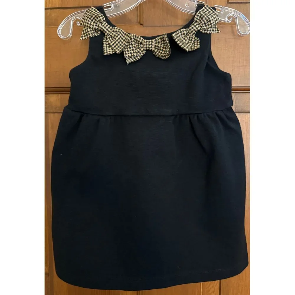 Janie and‎ Jack Houndstooth Bow Ponte Dress Baby Girls 12-18m Butterscotch Belle