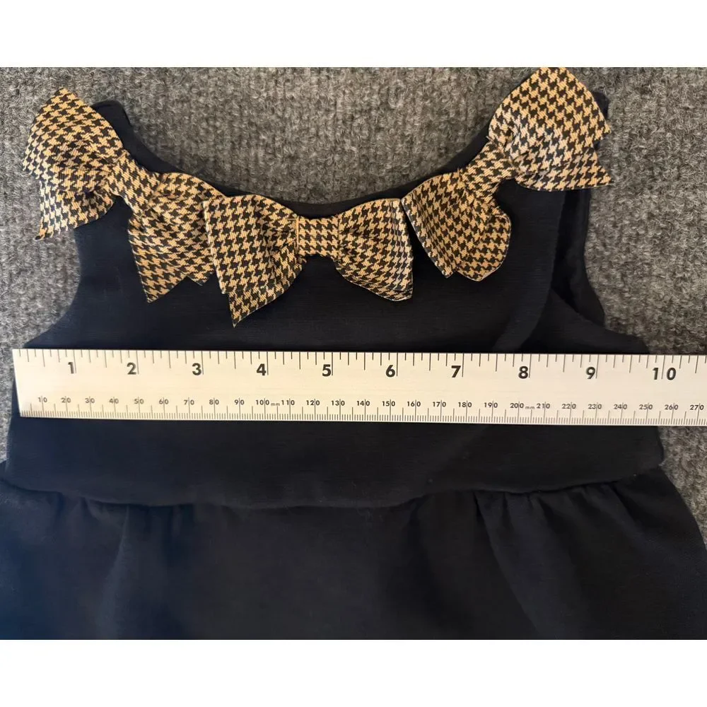 Janie and‎ Jack Houndstooth Bow Ponte Dress Baby Girls 12-18m Butterscotch Belle