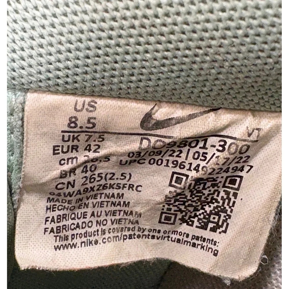 Nike‎ Air Force 1 Low Sage Green Suede White Swoosh Men's Size 8.5
