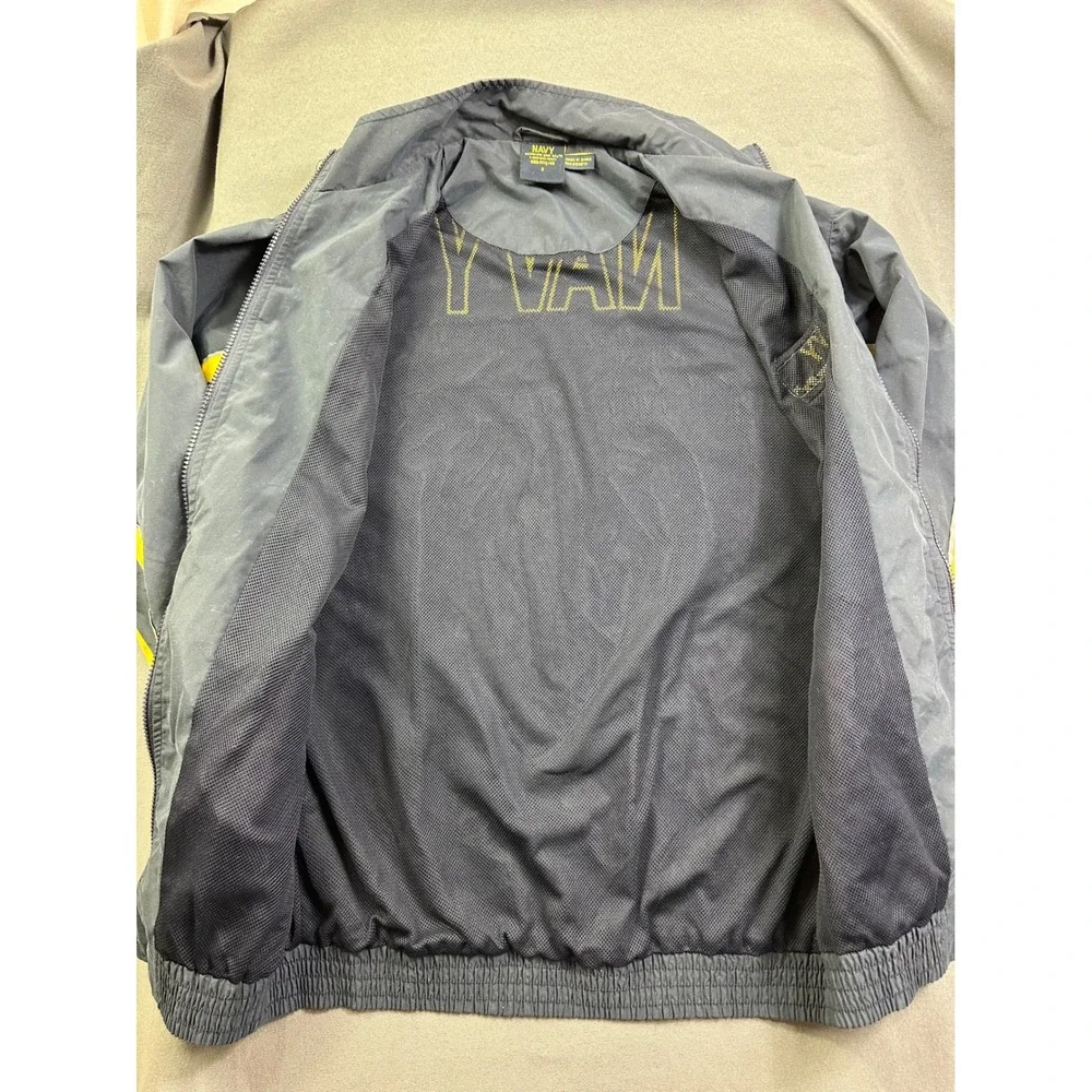 US Navy‎ Windbreaker Jacket Men's S Small Blue Yellow Forged by the Sea Full Zip