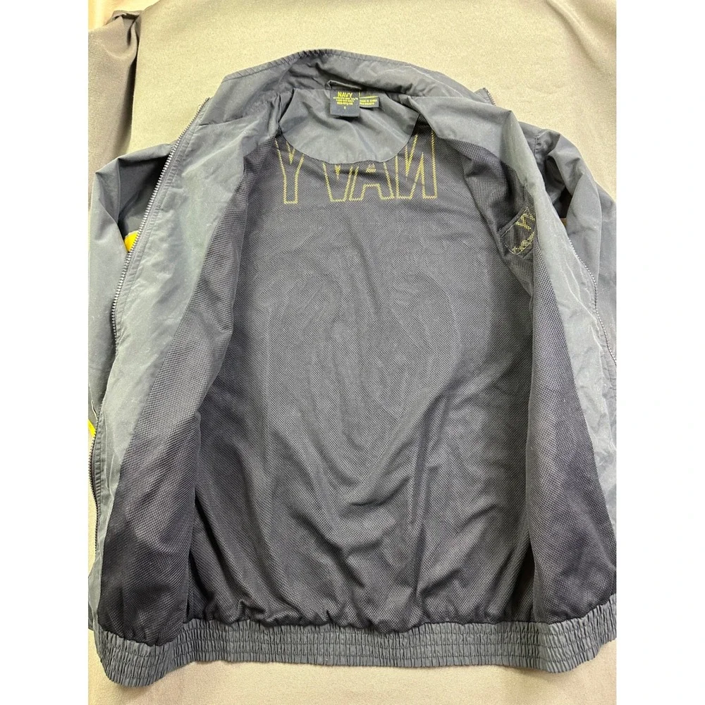US Navy‎ Windbreaker Jacket Men's S Small Blue Yellow Forged by the Sea Full Zip