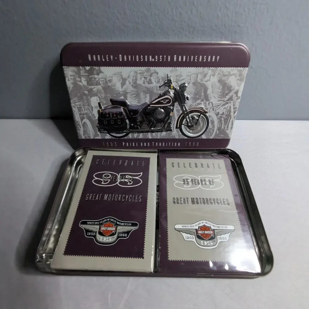 Lot of 3‎ Collectable Vintage Harley Davidson Playing Cards and Tins New Sealed