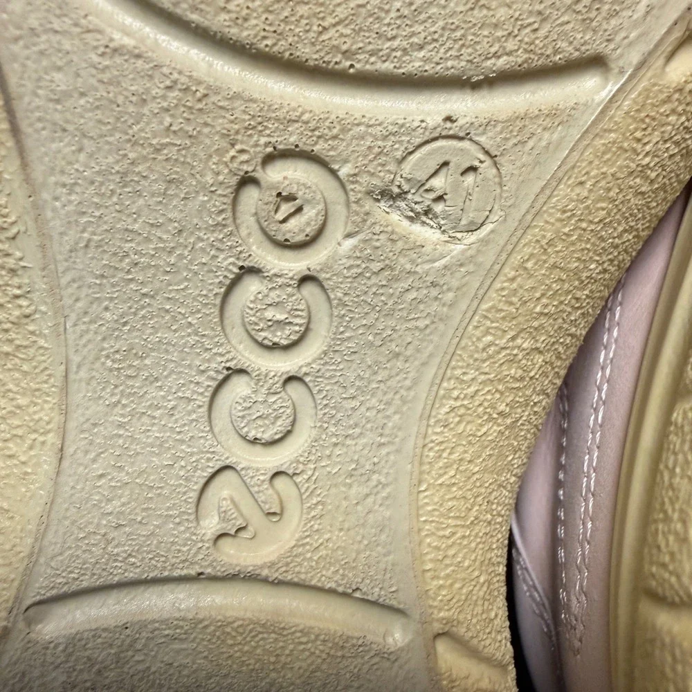 ECCO Soft Fresh Pastel Pink Leather Lace Up Walking Sneakers Shoes‎ Womens 41 10