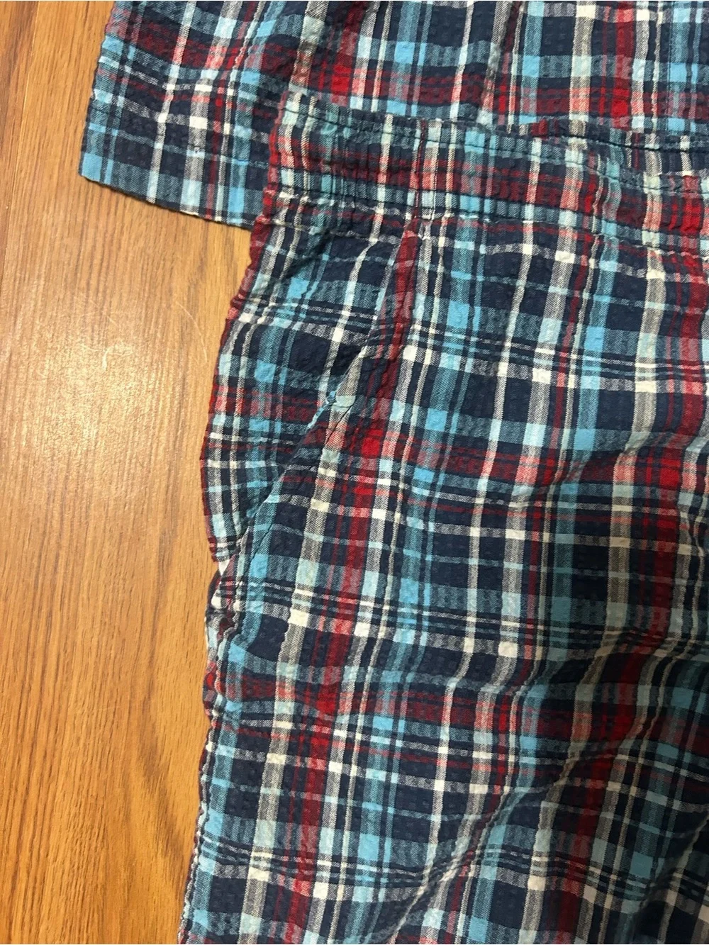 Erika Blue, Red & White Plaid Short-Sleeve Pajama Set Cropped pants