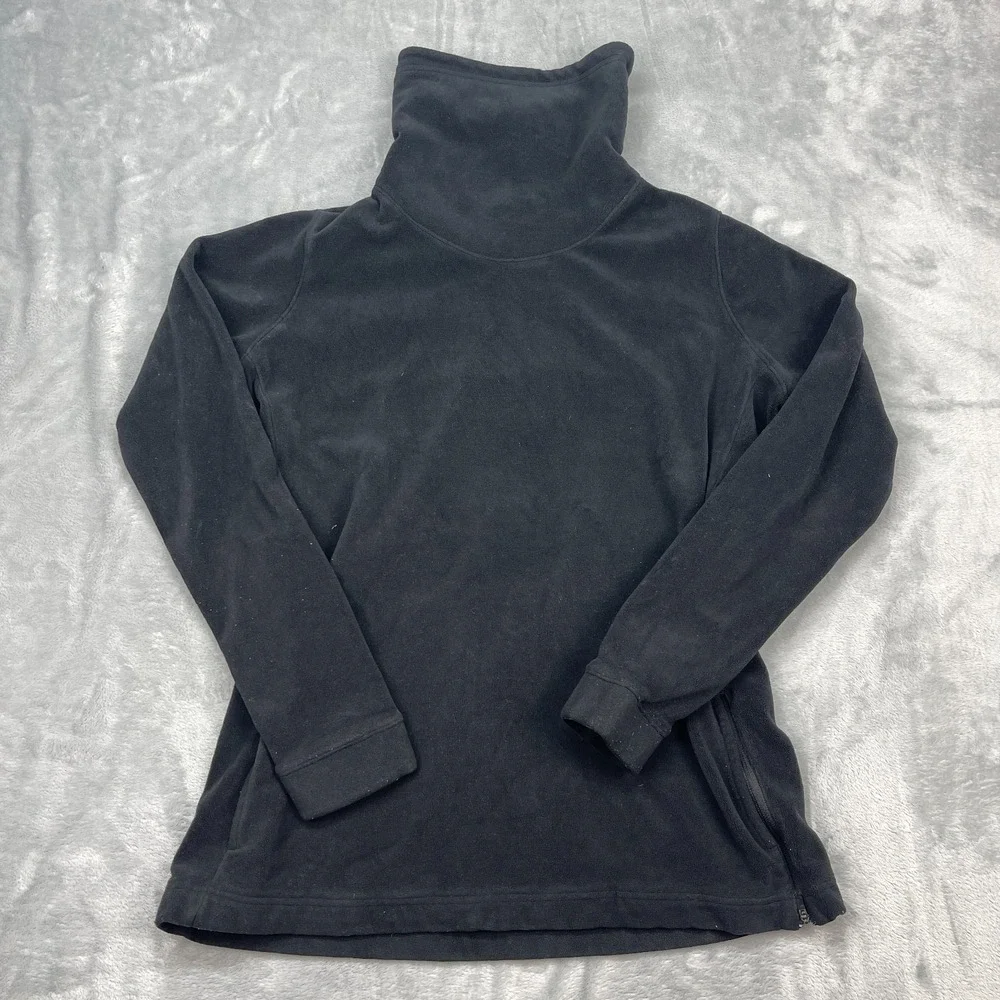 Nike Dri-Fit Fleece Sweater Womens Large Black Turtleneck Side Slid Zip Pullover
