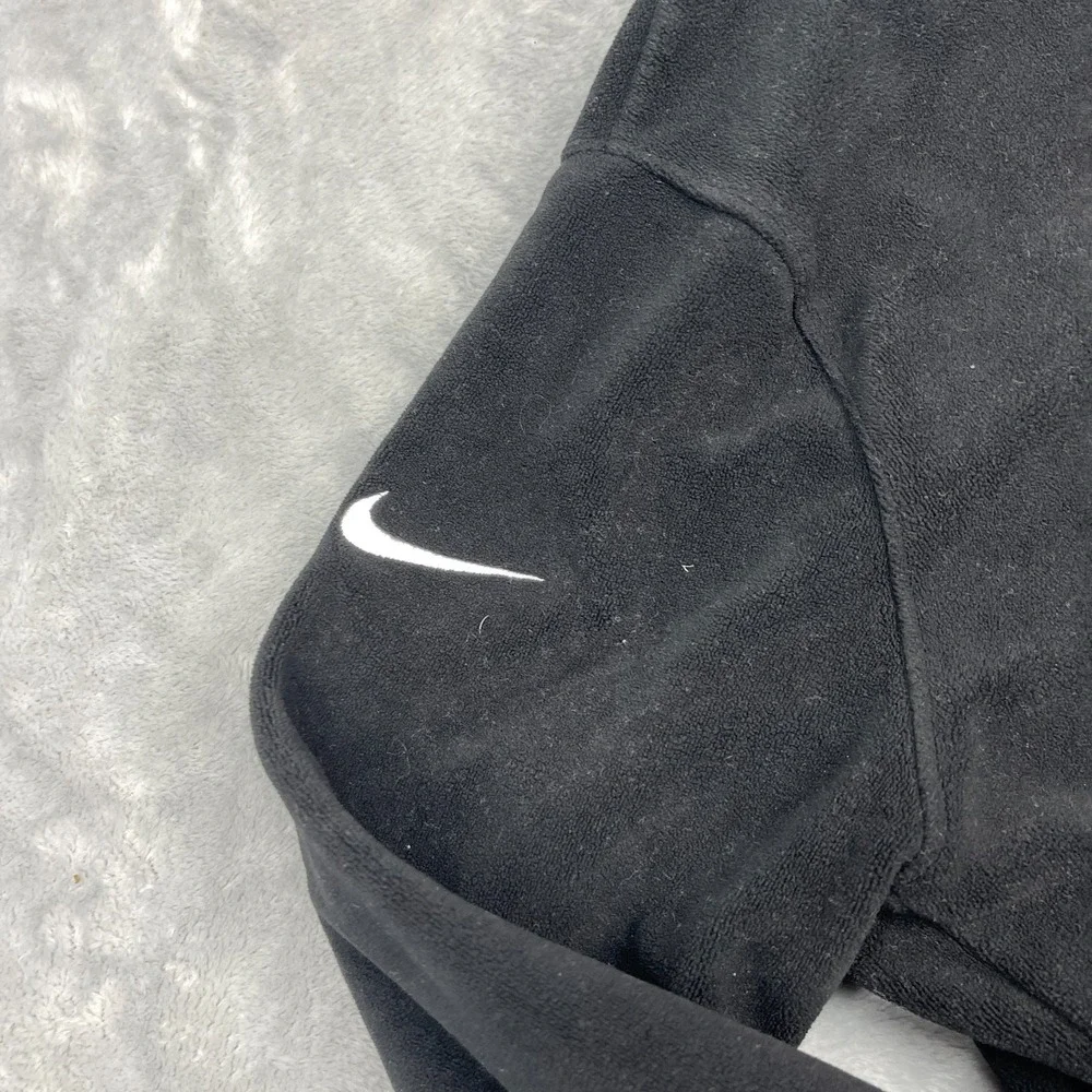 Nike Dri-Fit Fleece Sweater Womens Large Black Turtleneck Side Slid Zip Pullover