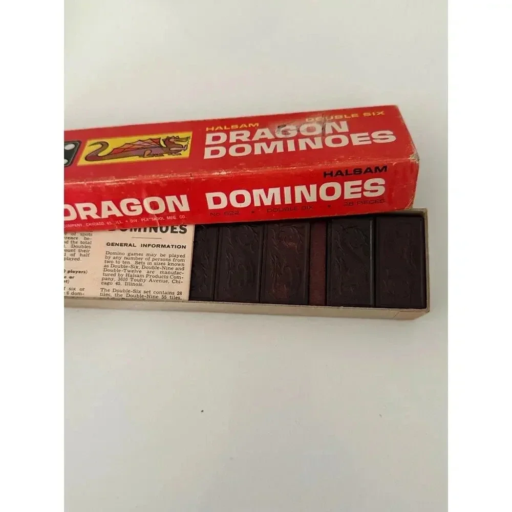 Vintage Playskool Halsam Double Six Dragon Dominoes