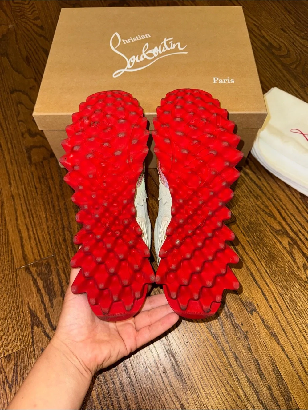 Size 38 Christian Louboutin Loubishark Iridescent Sneakers