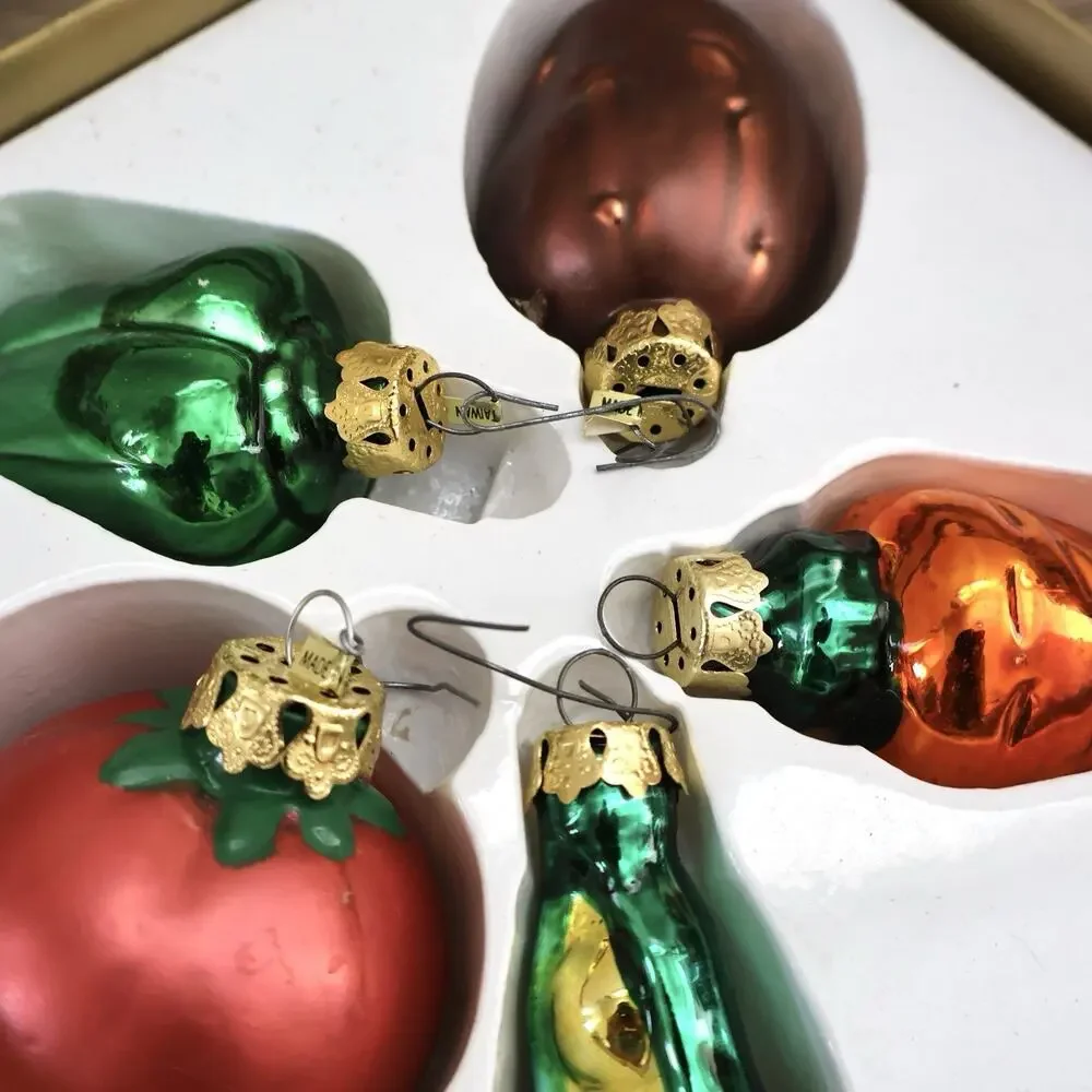 Vintage Season Specialties Vegetable Glass Christmas Ornaments 1996 90s Holiday