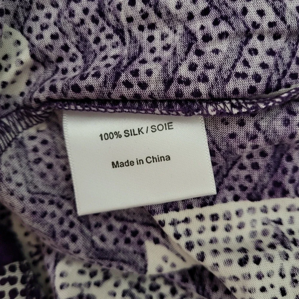 Tory Burch Purple Silk Paisley Smocked Waist V-Neck Dress Size S‎ Garden Party