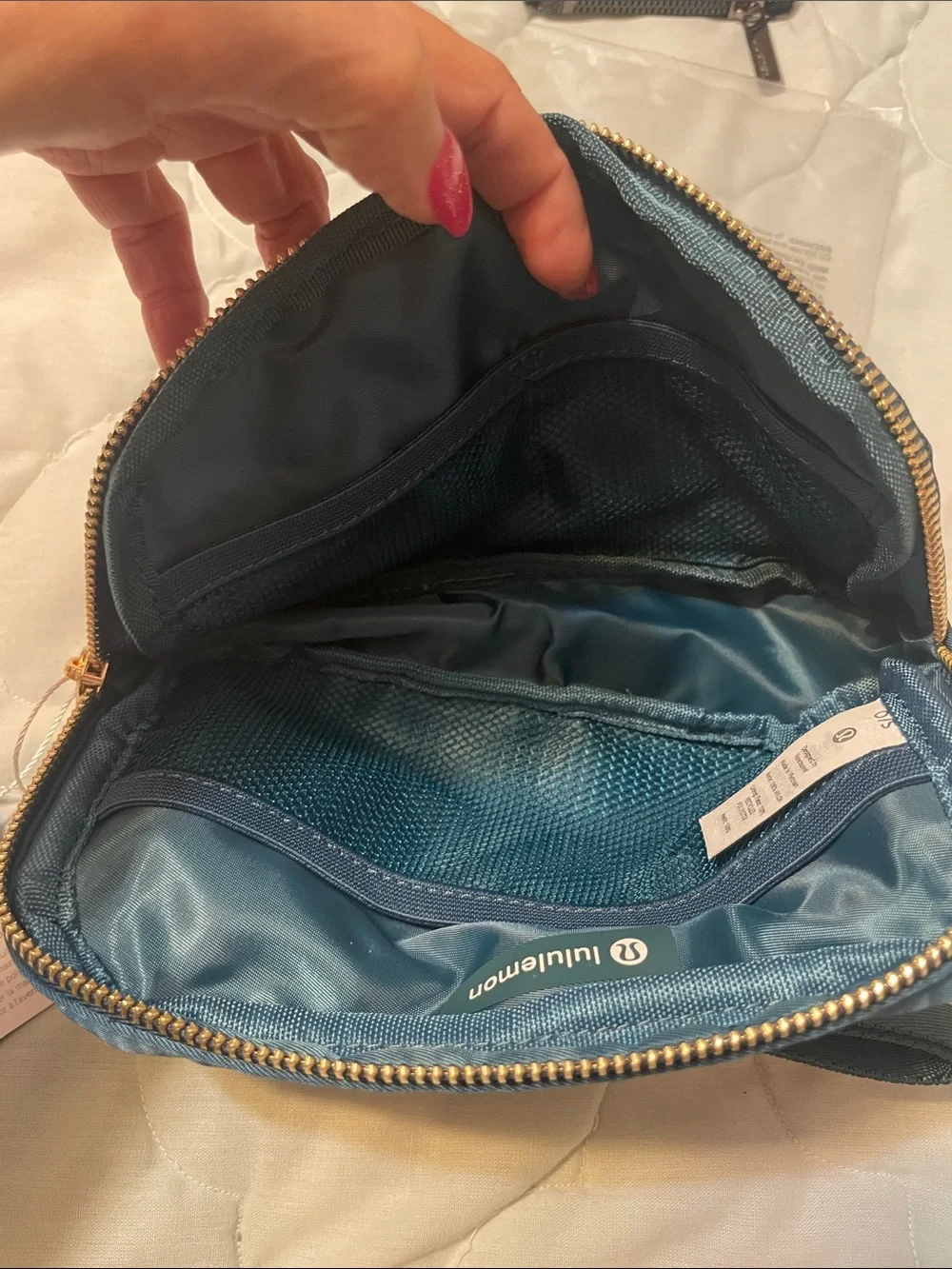 lululemon athletica Teal Everywhere Belt Bag with Gold Accent