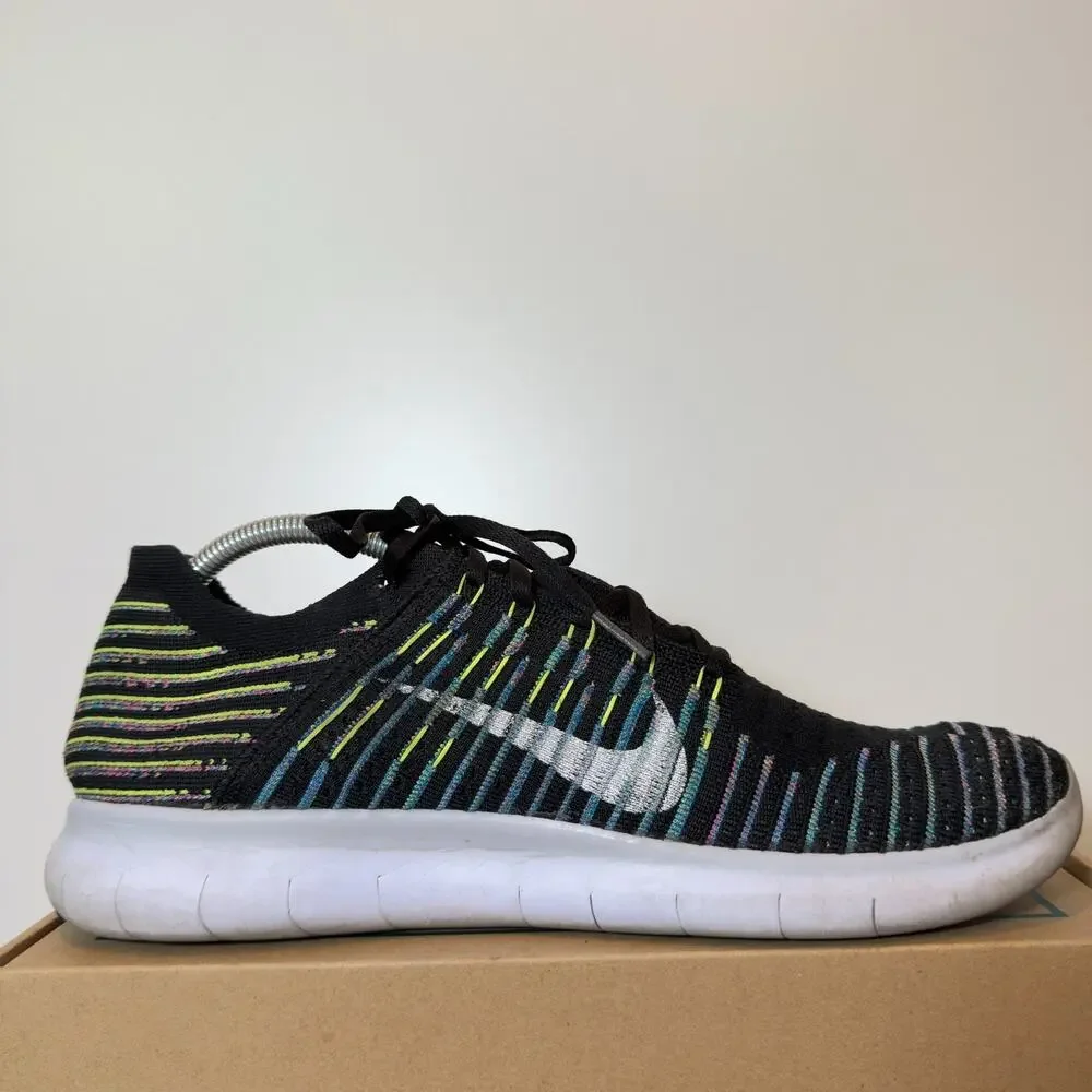 Nike Free RN Flyknit Womens 11 Hyper Multi Black Running Comfort Daily Sneakers