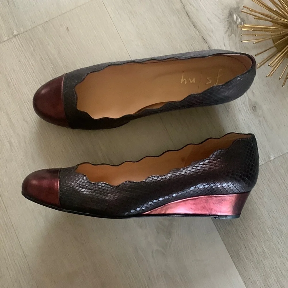 French Sole New York miles‎ FS/NY snake leather gray tip plum