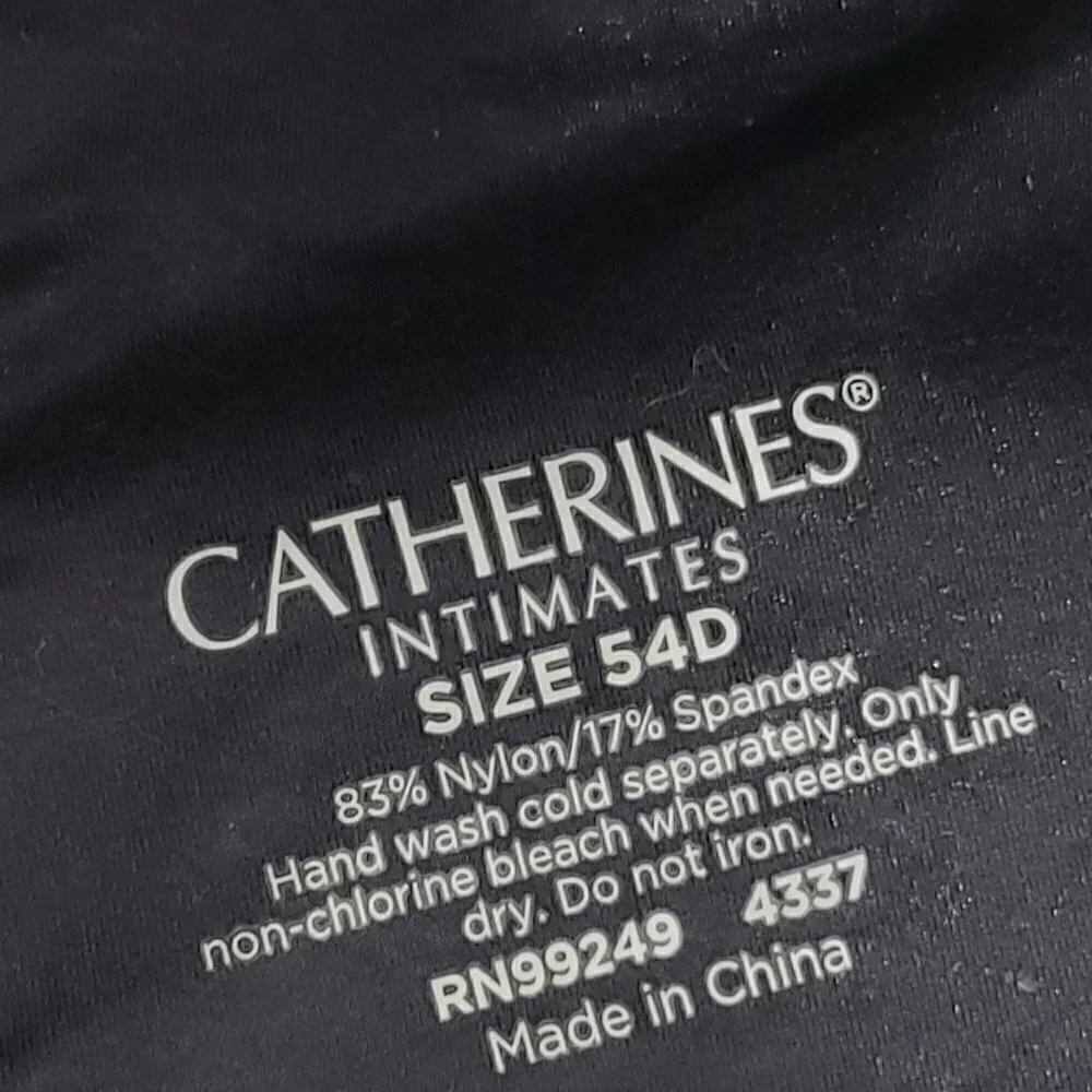 NWT  Catherines Intimates  Black Full Coverage  Smooth Underwire Bra  54D