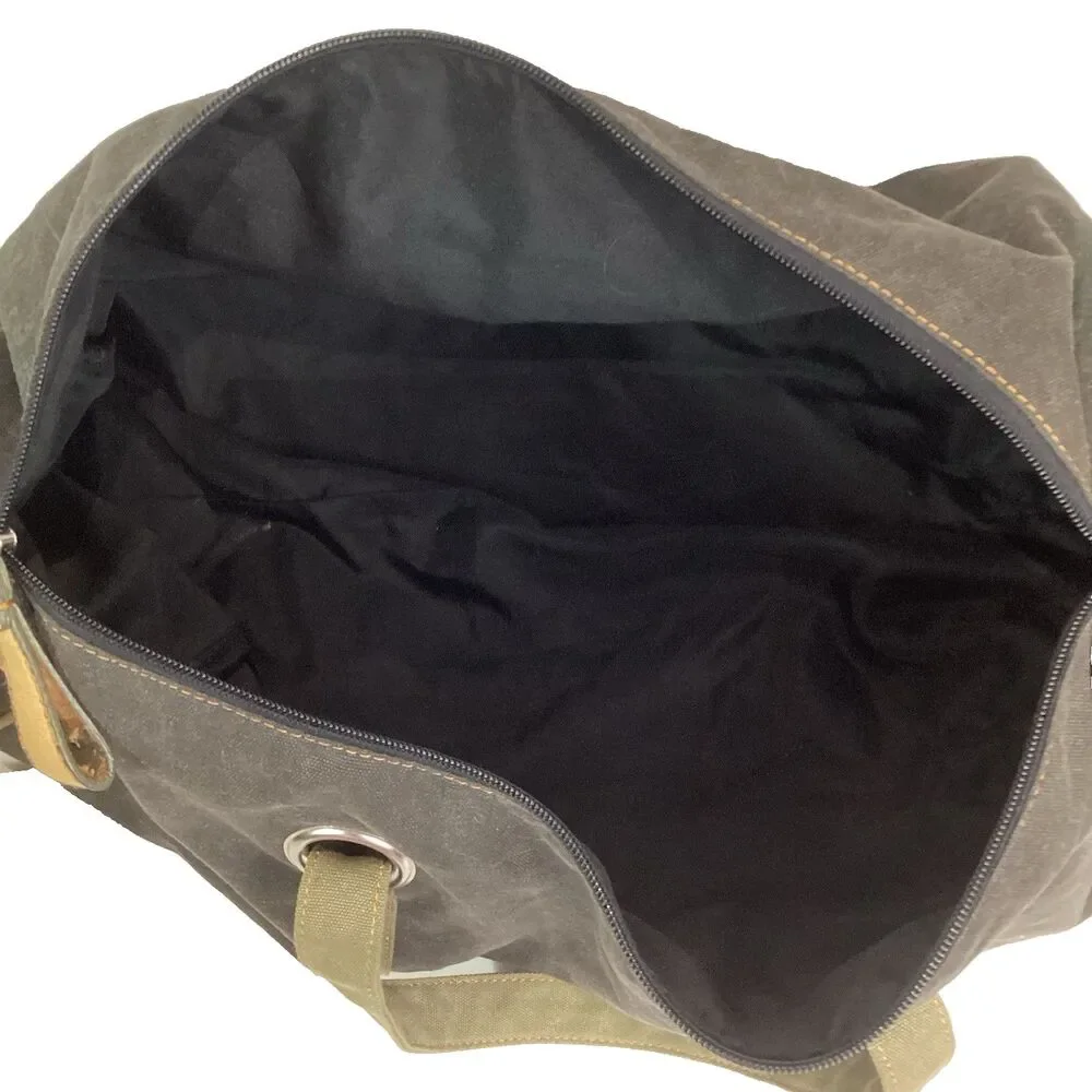 True Religion Duffle Bag Brown w/Tan - Shoulder Strap + Handles - Large - Cotton