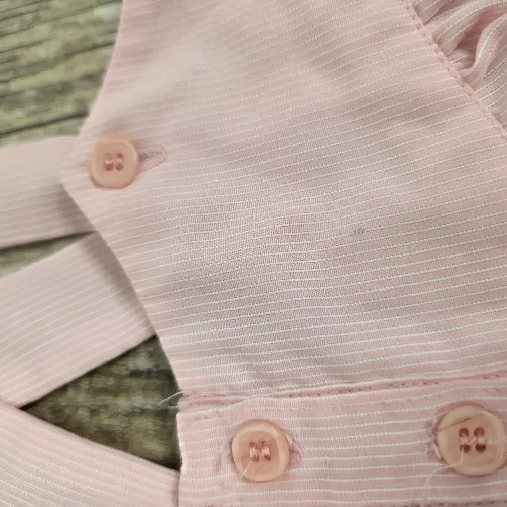 Vintage Girls Pink Pinafore Dress Button Front Cottagecore Easter 8-10