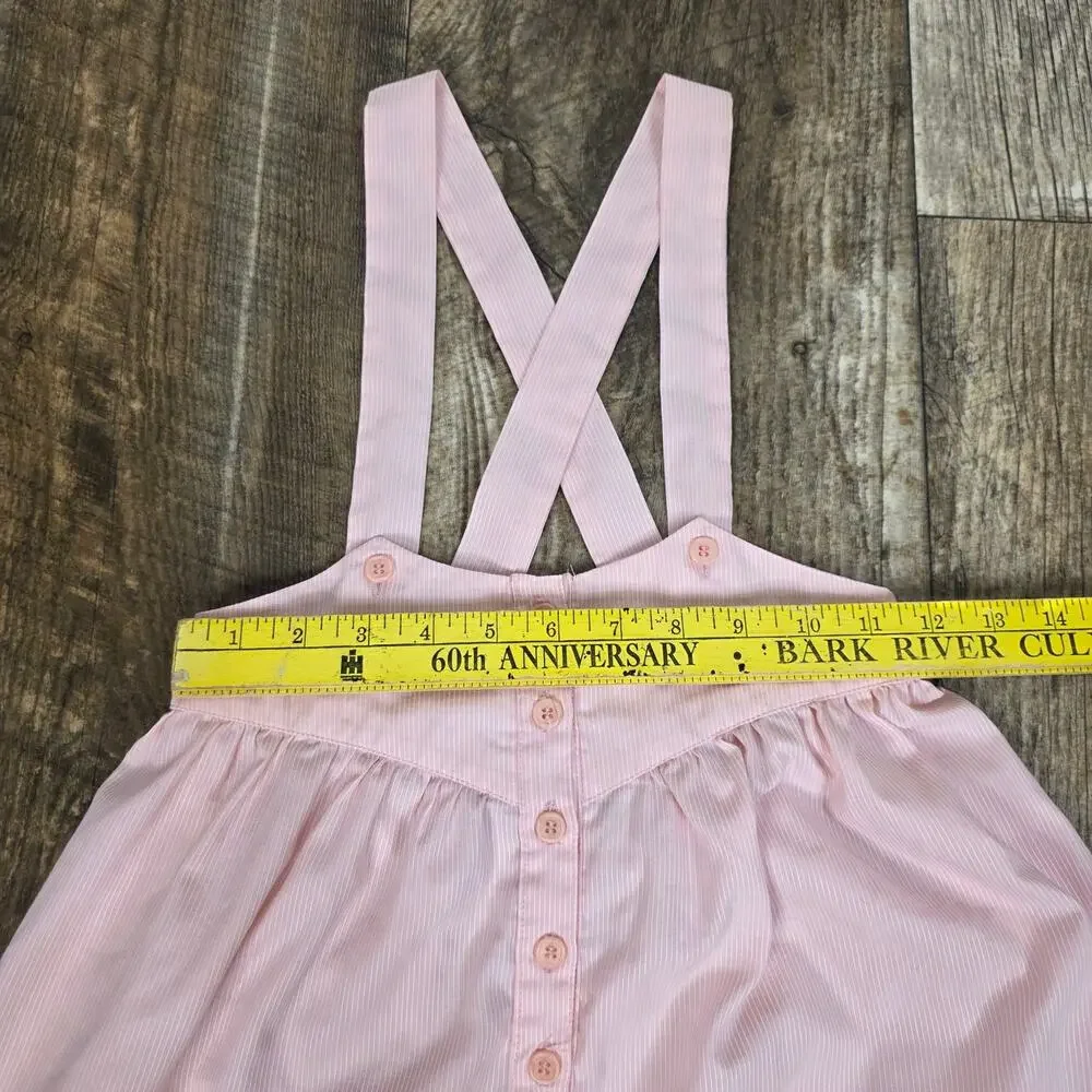 Vintage Girls Pink Pinafore Dress Button Front Cottagecore Easter 8-10