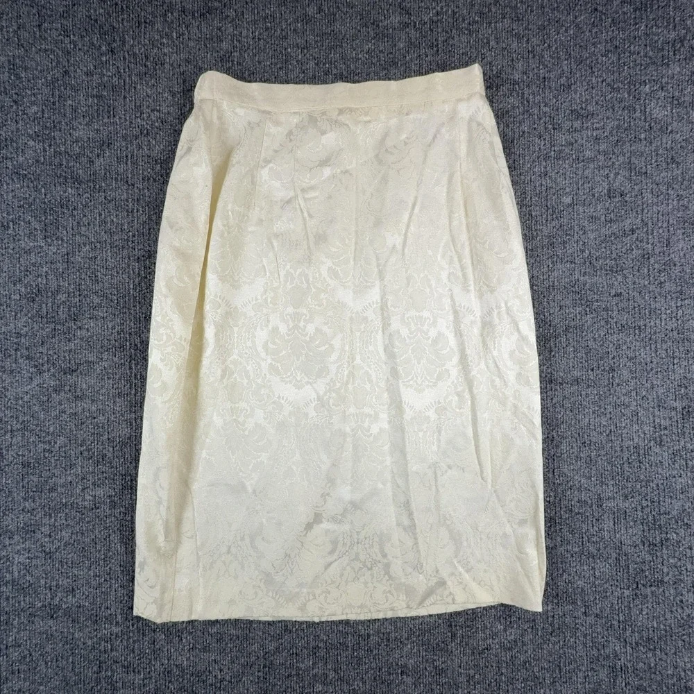 White Floral Skirt Womens 12 Jacquard Pencil Knee Length Formal Wedding Party