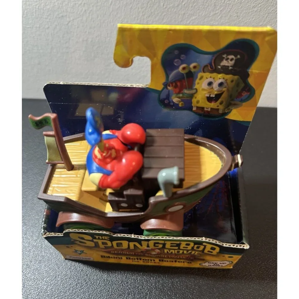 Rare NWT Spongebob Movie Bikini Bottom Boaters MR. KRABS Boxed Toy Figure & Boat