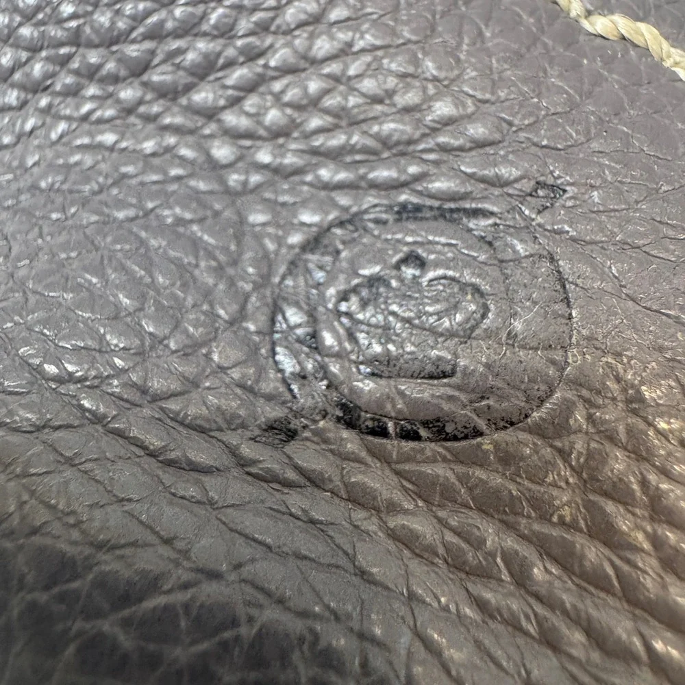 Born Grey Pebbled Genuine Leather‎ Crossbody Bag Adjustable Strap Brass Hardware
