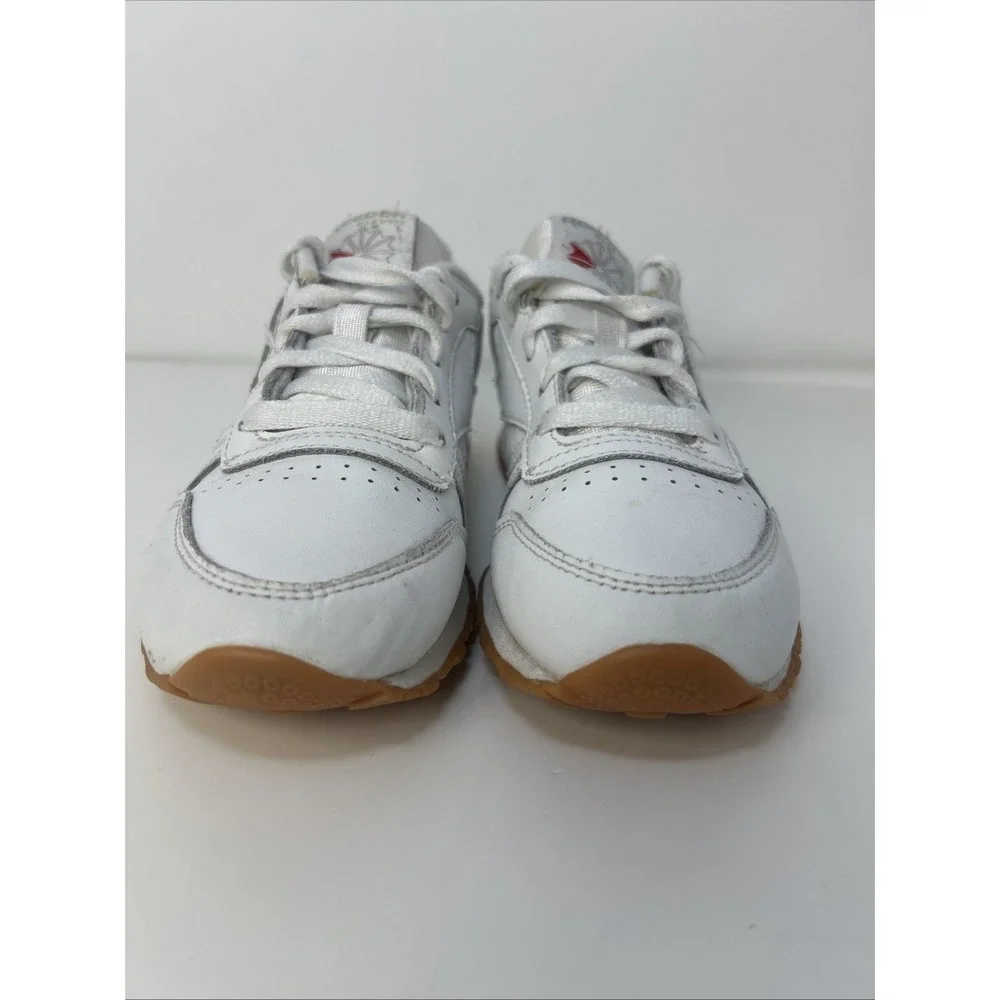 Reebok Classic Leather‎ Kids Sneakers Size 1 White/Gum Retro Athletic Shoes
