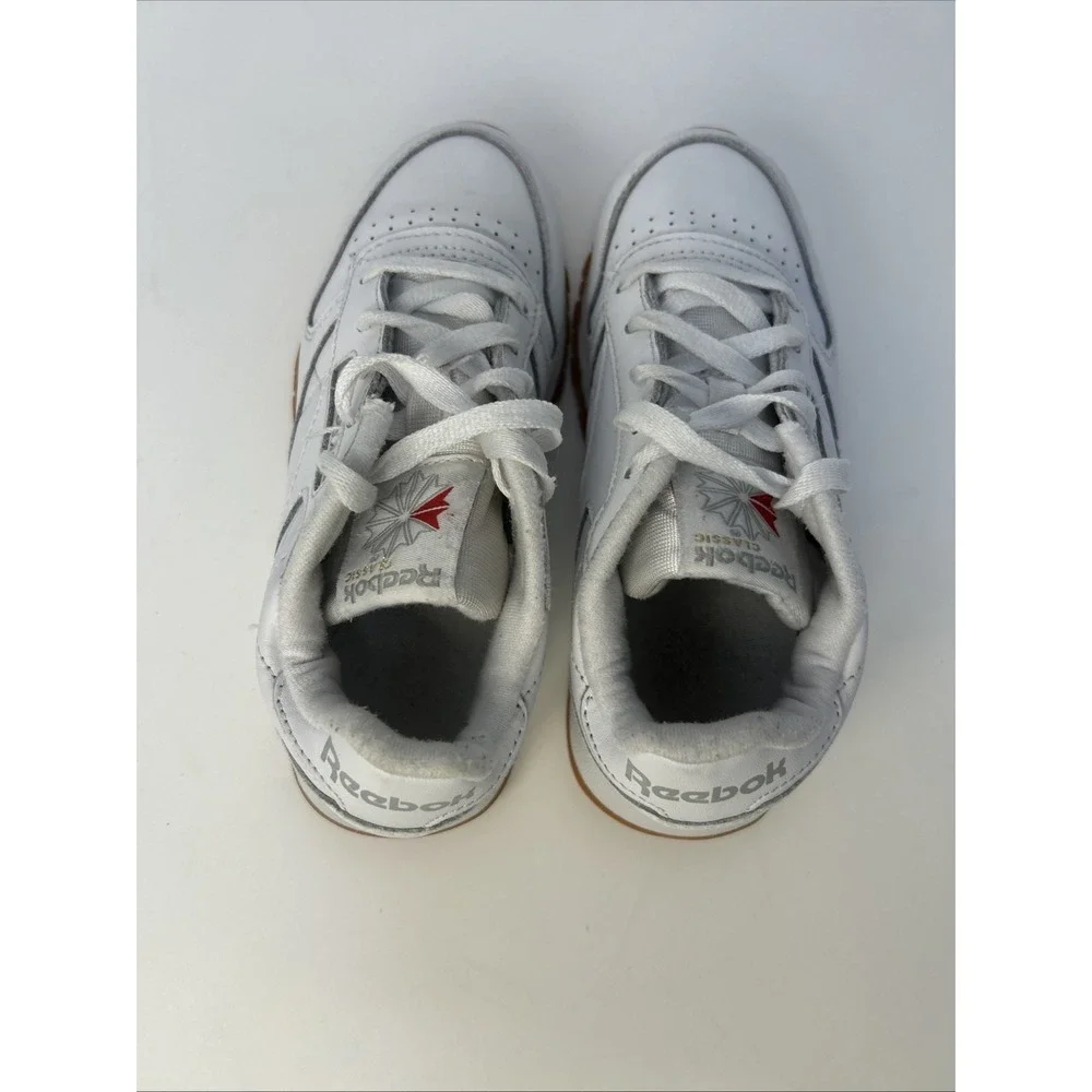 Reebok Classic Leather‎ Kids Sneakers Size 1 White/Gum Retro Athletic Shoes