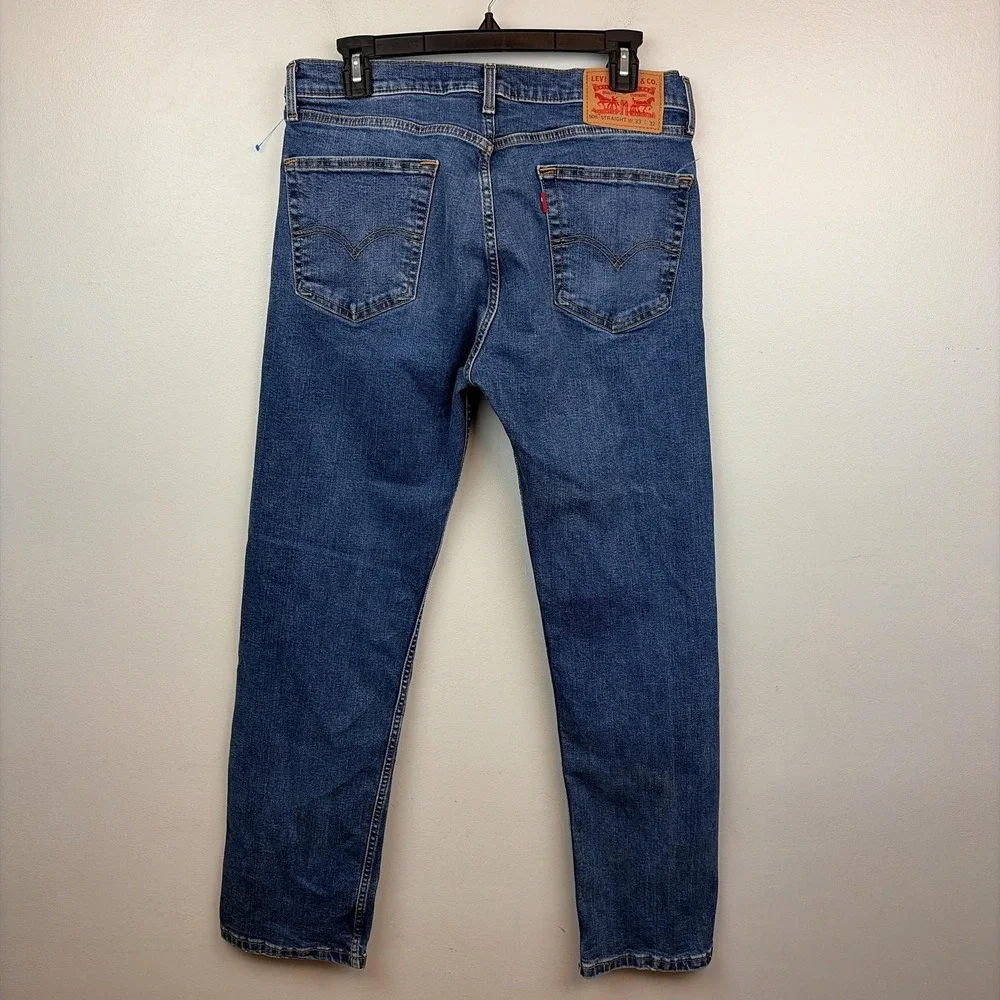 Levis 506 Jeans Mens 33x32 Blue Regular Fit Straight Stretch Denim‎ Medium Wash