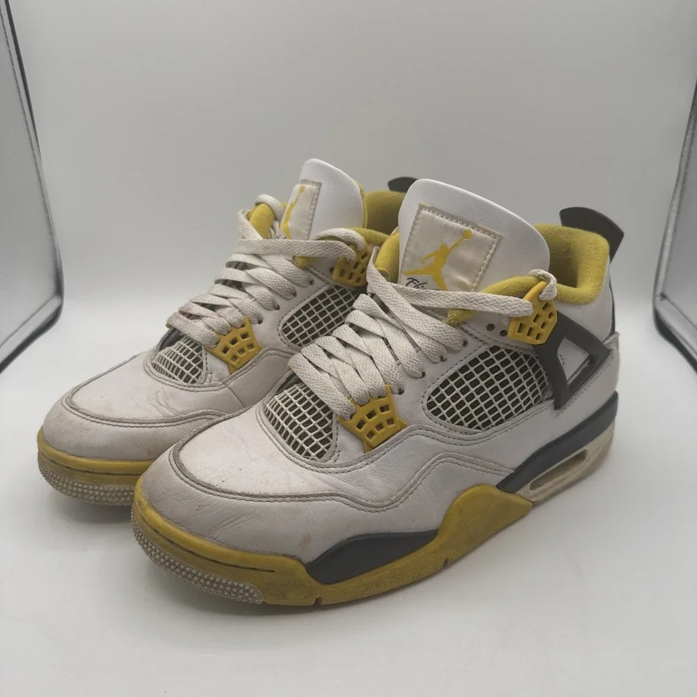 Nike Air Jordan 4 Retro Vivid Sulfur AQ9129-101 Sz 8 Yellow/Black Thunder Cement