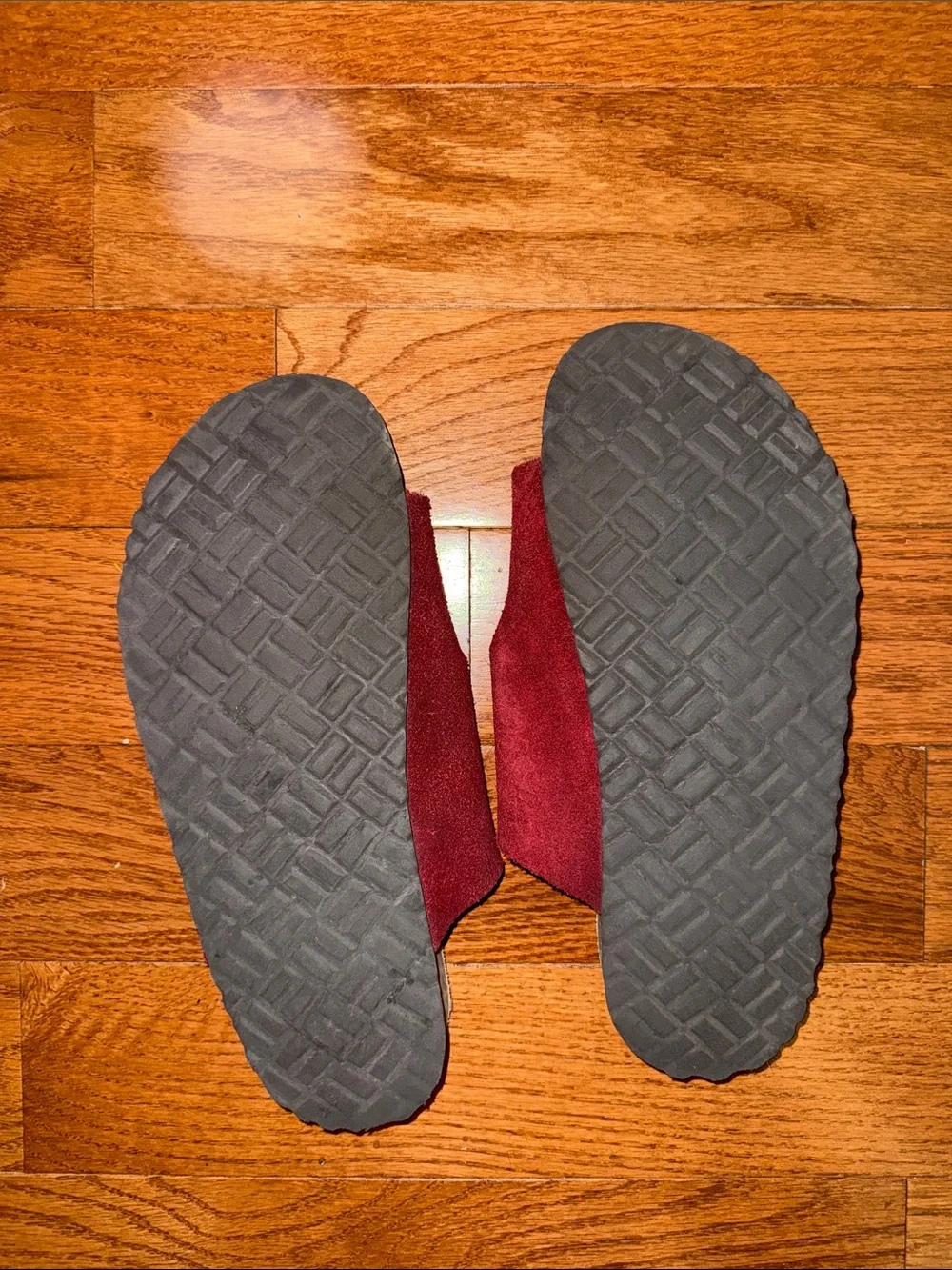 American Eagle Outfitters Red Suede Double Buckle Slide Sandals Size 9