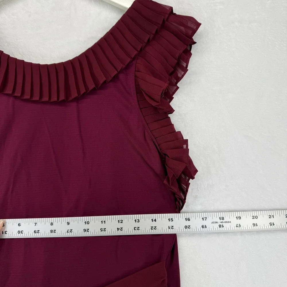Tory Burch Whitney Wrap ASO Burgundy Pleated Ruffle Wrap‎ Midi Dress S P READ