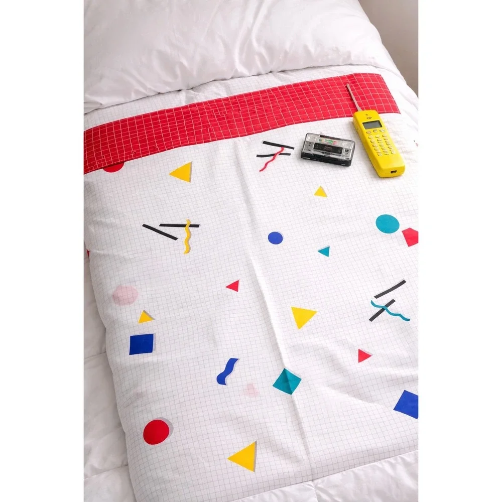 Vintage 90s Cannon Twin Sheet Memphis Geometric Confetti Saved By Bell USA