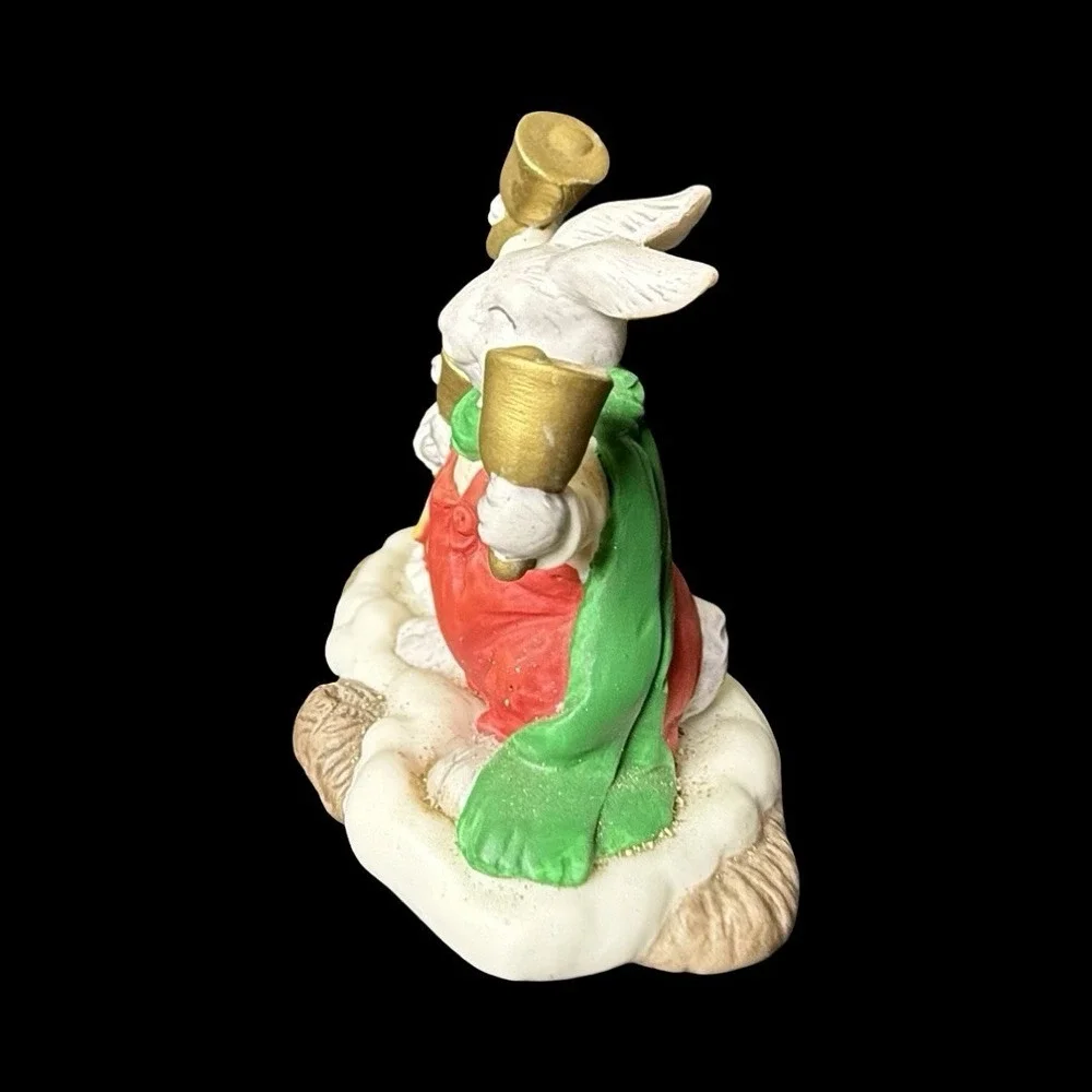 Fitz & Floyd Holiday Hamlet Enchanted Forest Bell Choir Bunny Figurine 1993