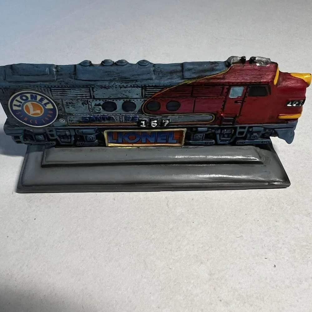Vintage Lionel Trains Santa Fe 167 Locomotive Bookend Letter Holder Desk Piece
