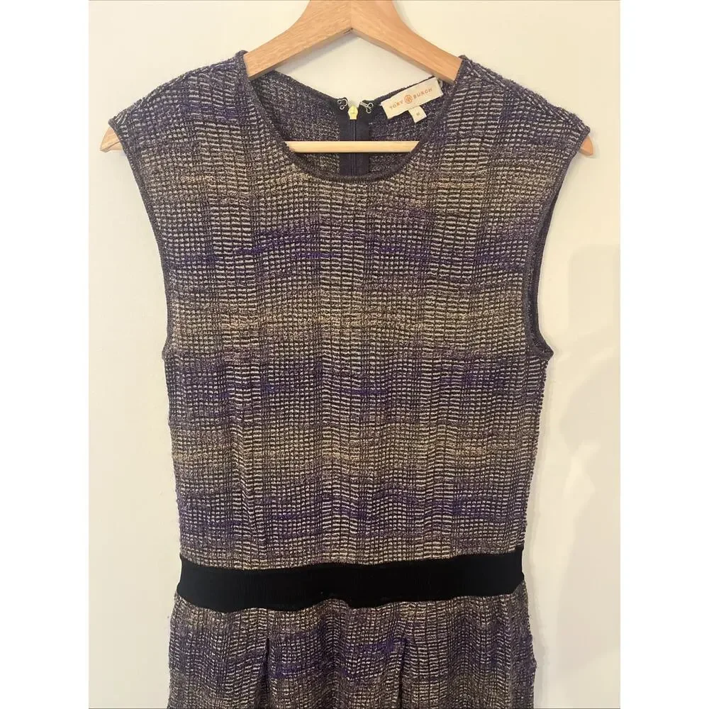 Tory Burch Nadia Knit Midi Dress‎ Size Medium Purple Black