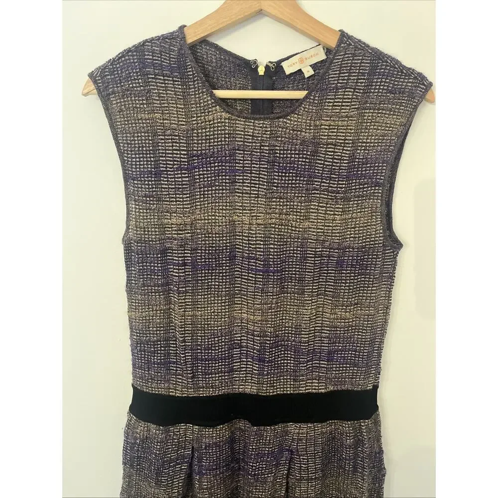 Tory Burch Nadia Knit Midi Dress‎ Size Medium Purple Black