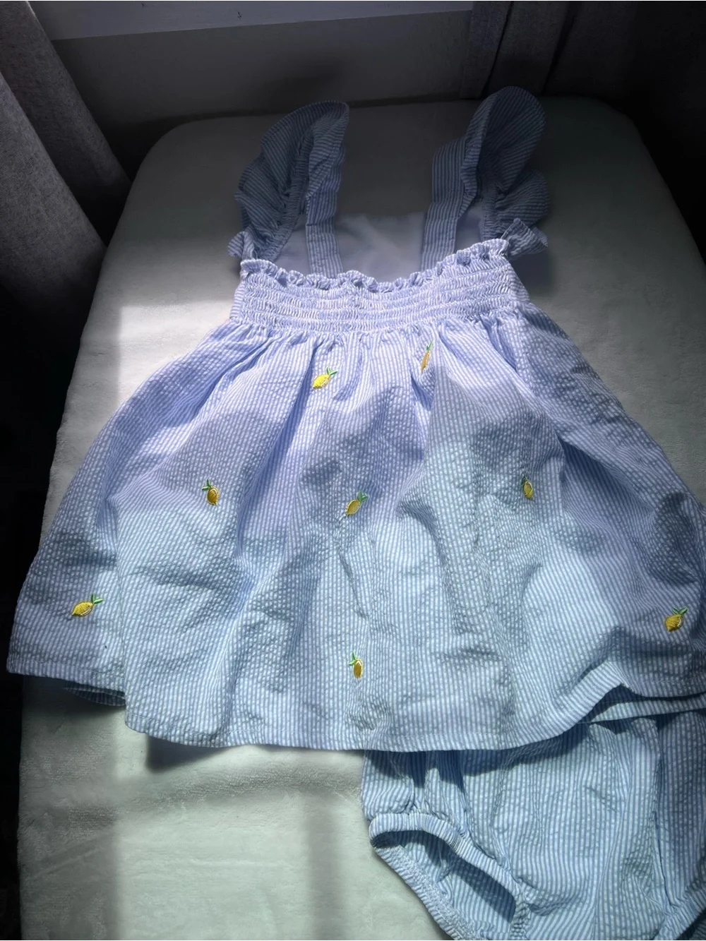 Carter's Light Blue and Yellow Lemon Embroidered Sundress
