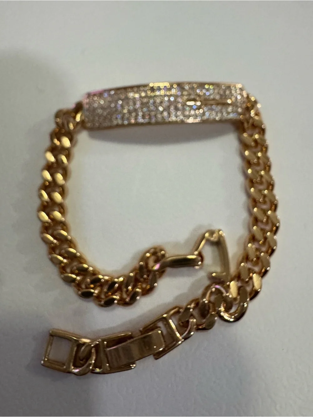 Gold-Tone Pavé ID Chain Bracelet