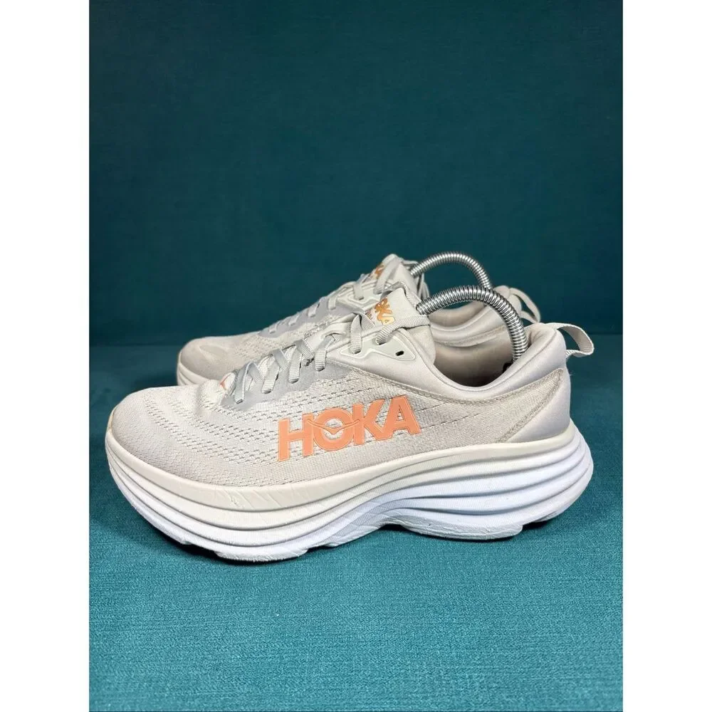 Hoka One One Bondi 8 Women's Size 9.5B Running Shoes - Harbor Mist / Peach