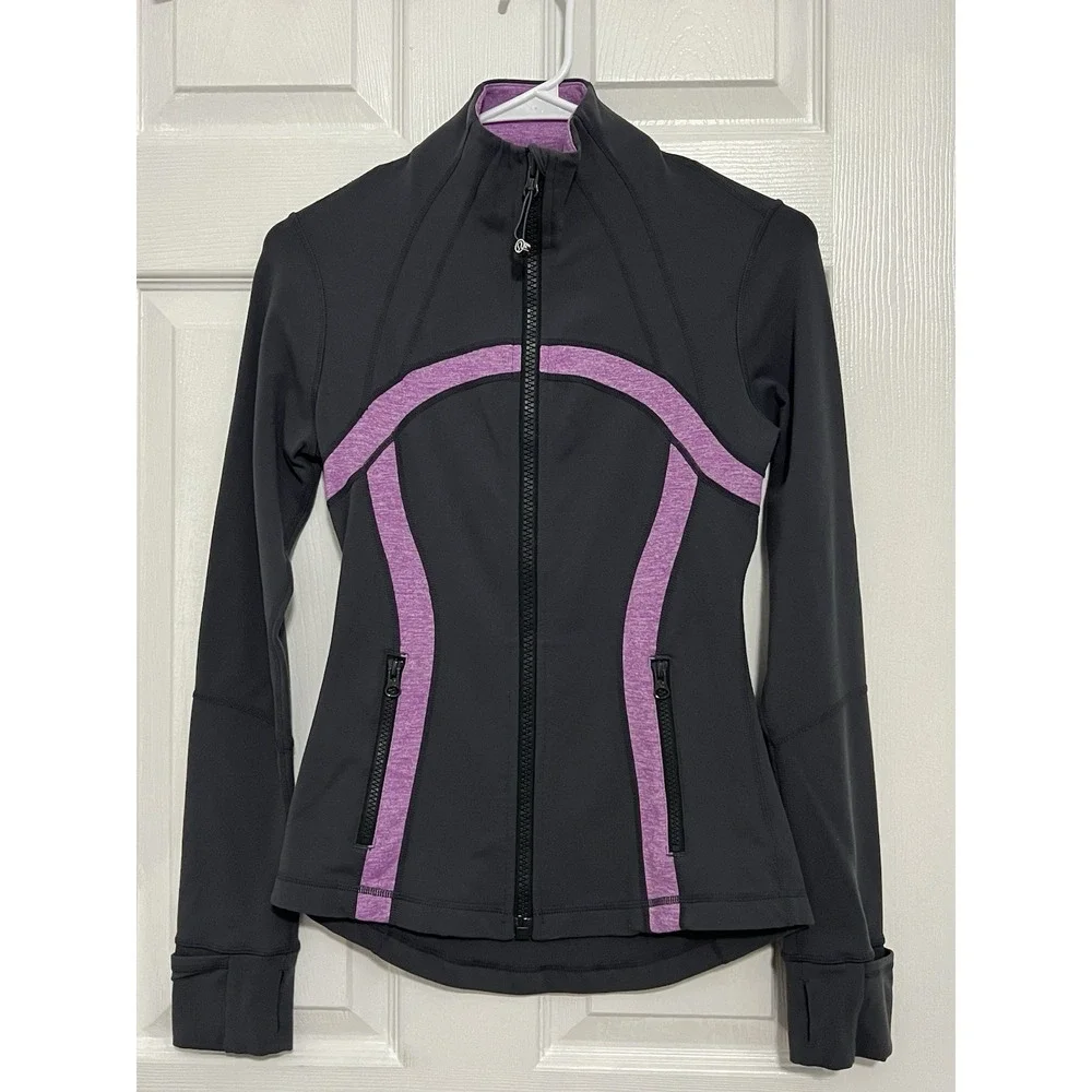 Lululemon Women's Full Zip Define Jacket Gray Purple Long Sleeve Athletic Size 4
