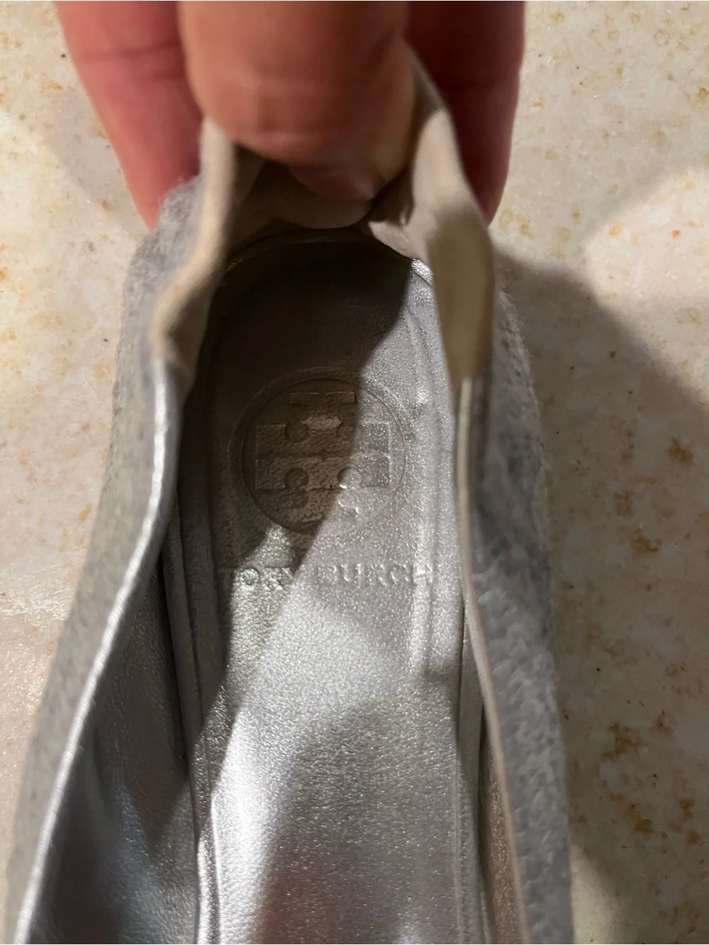 Tory Burch metallic logo insoles