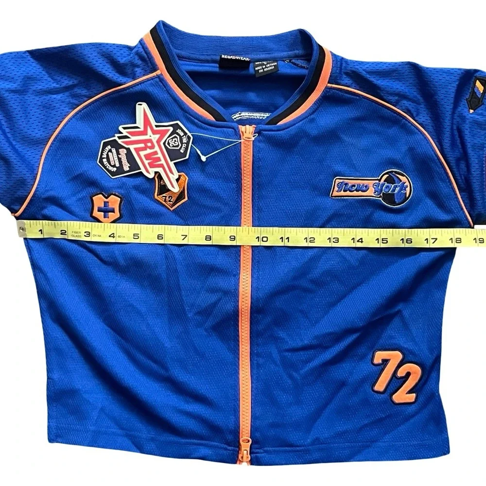 NWT Regal Wear Kids New York 72 Full Zip Mesh Jersey Blue Orange‎ Junior Large