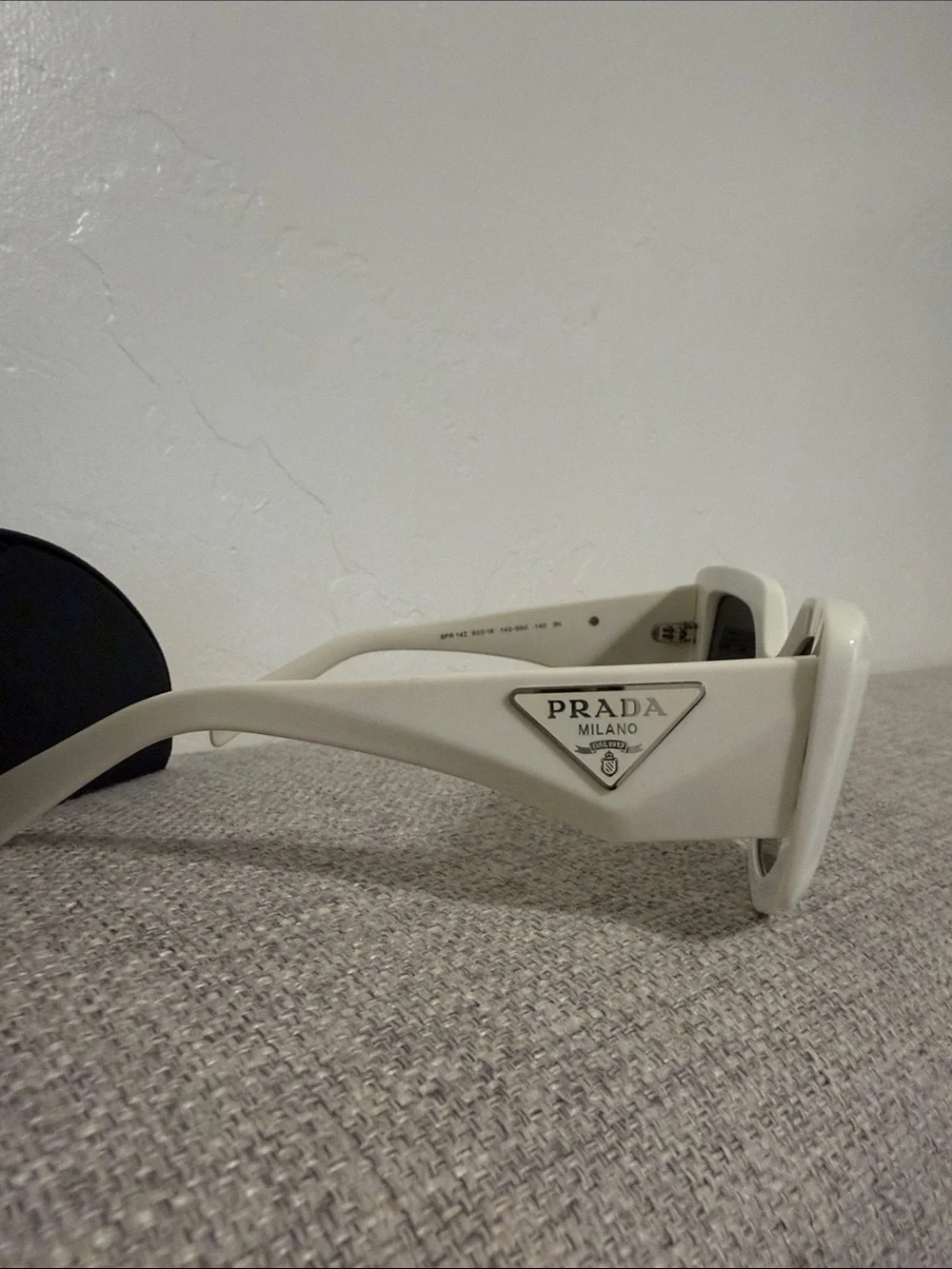 Prada White Cat-Eye Sunglasses with Black Lenses