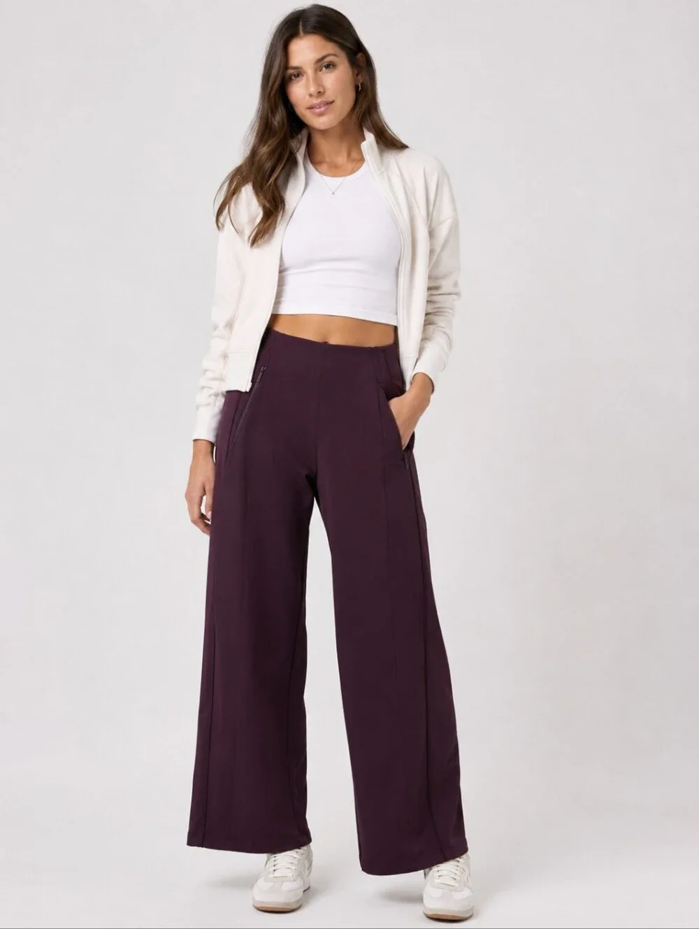 Lululemon Wide Leg High-Rise Travel Pant Plum Purple Zip Pocket Size Small
