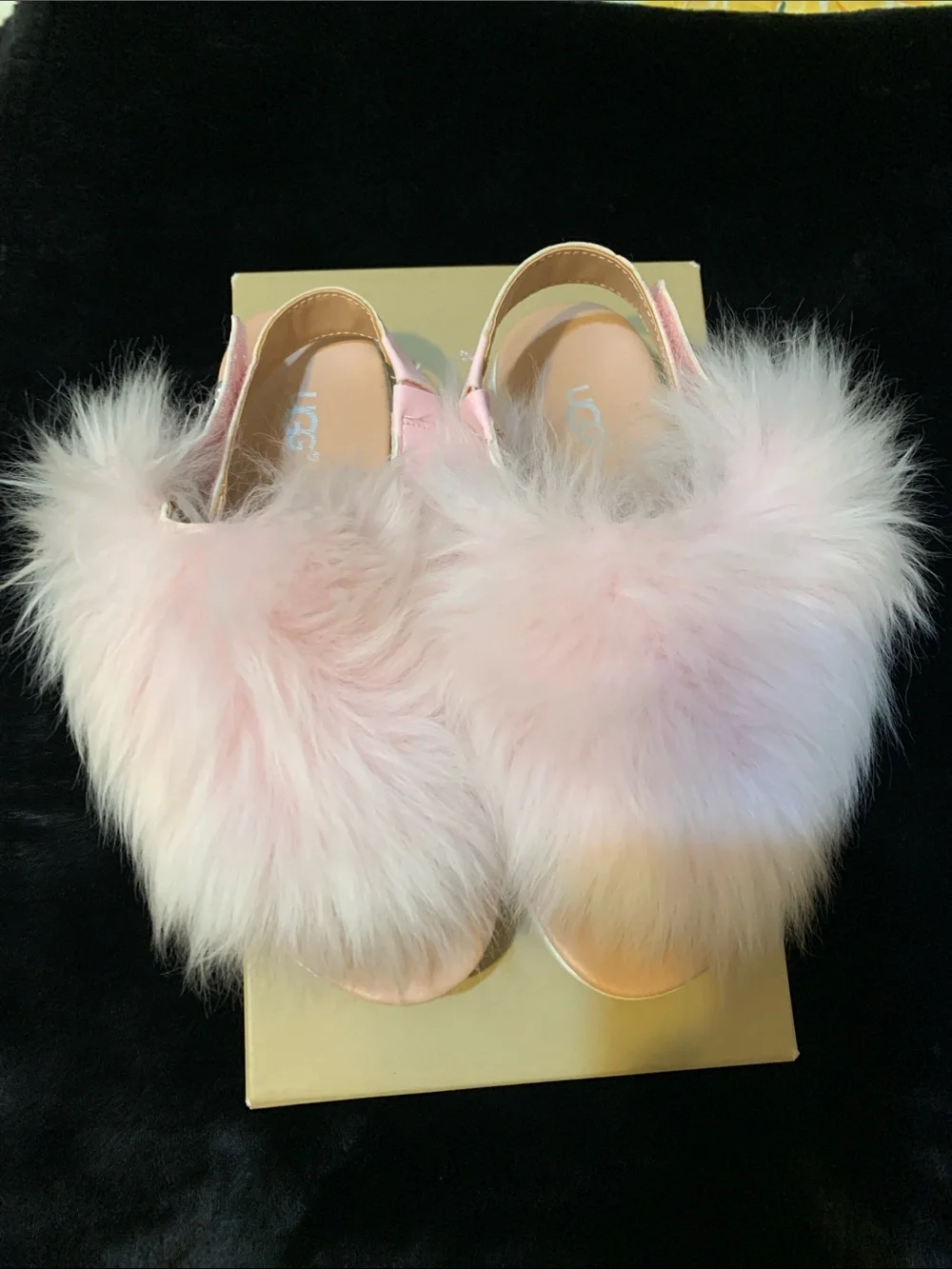 UGG Pink Fuzzy Slingback Slides